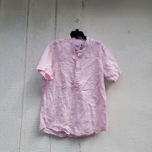 Linen popover top pink wmns sz s